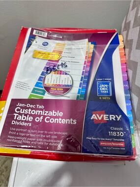 Avery Multicolor Jan-Dec Tab Dividers 5 Sets